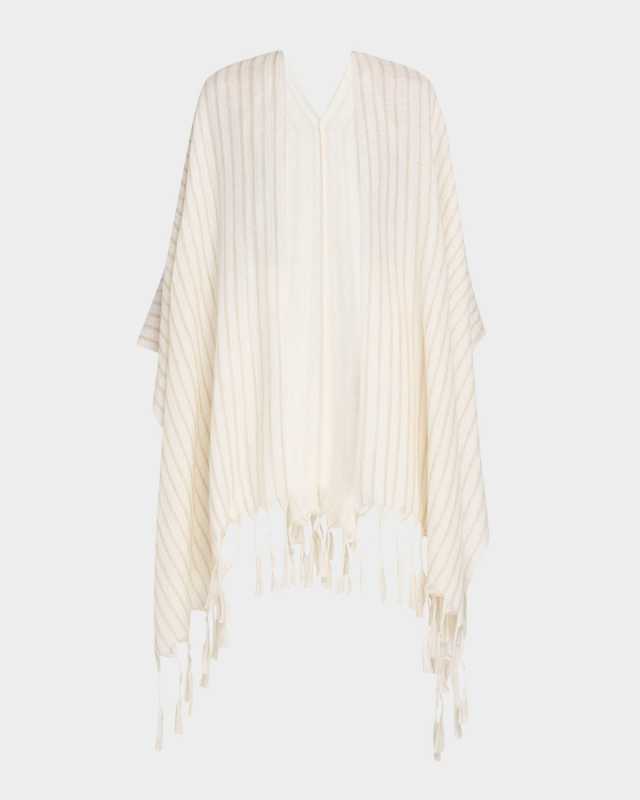 Tassel Metallic Wool Poncho